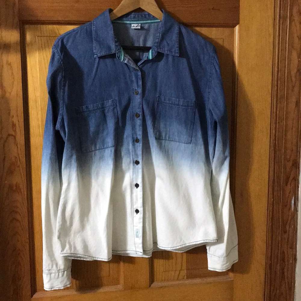 Blue and White Ombre Button Down